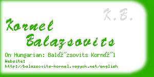 kornel balazsovits business card